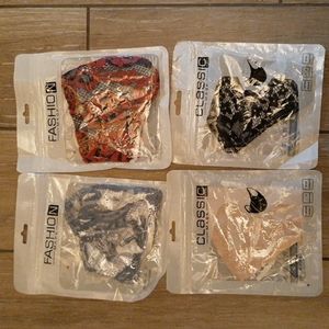 Classic Fashion Mask Lace set of 4 red/black, black, pink, and blue